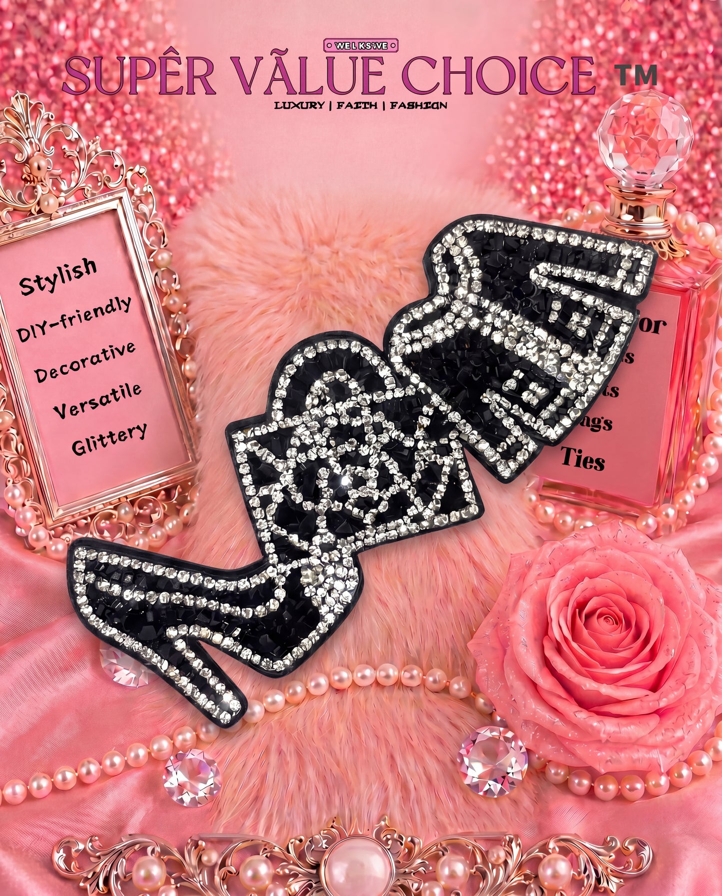 SUPERVALUECHOICE HCSESA00037 Crystal High Heel Keychain and Brooch Multifunctional Bag Charm