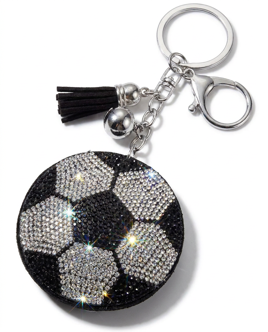 SUPERVALUECHOICE HCSESA00064 Rhinestone Soccer Ball Keychain & Brooch