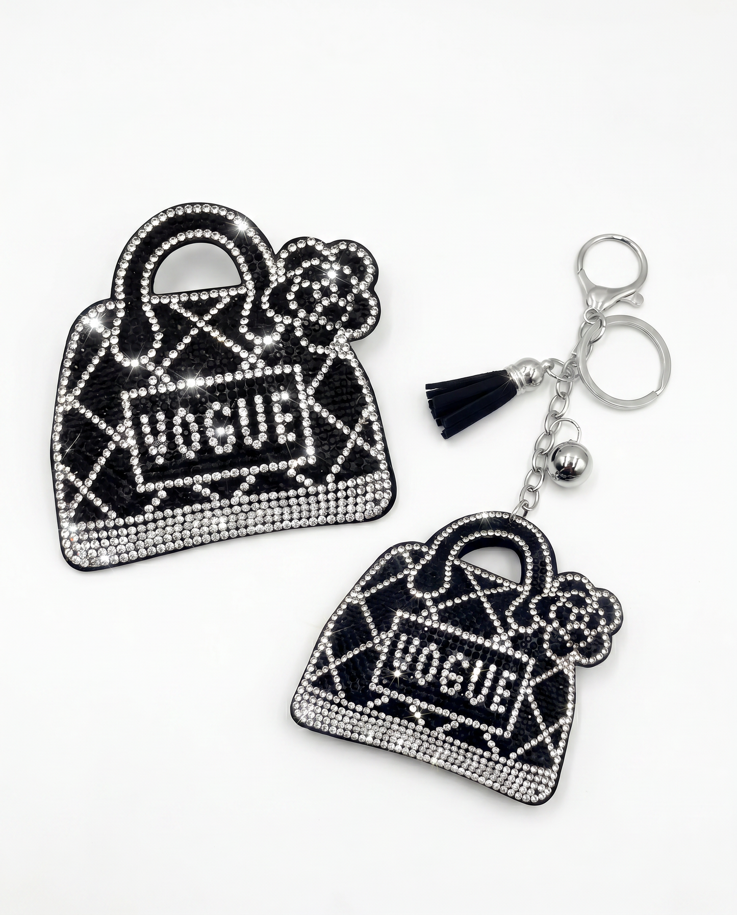 SUPERVALUECHOICE HCSESA00031 Sparkly Black Handbag Rhinestone Keychain&Brooch