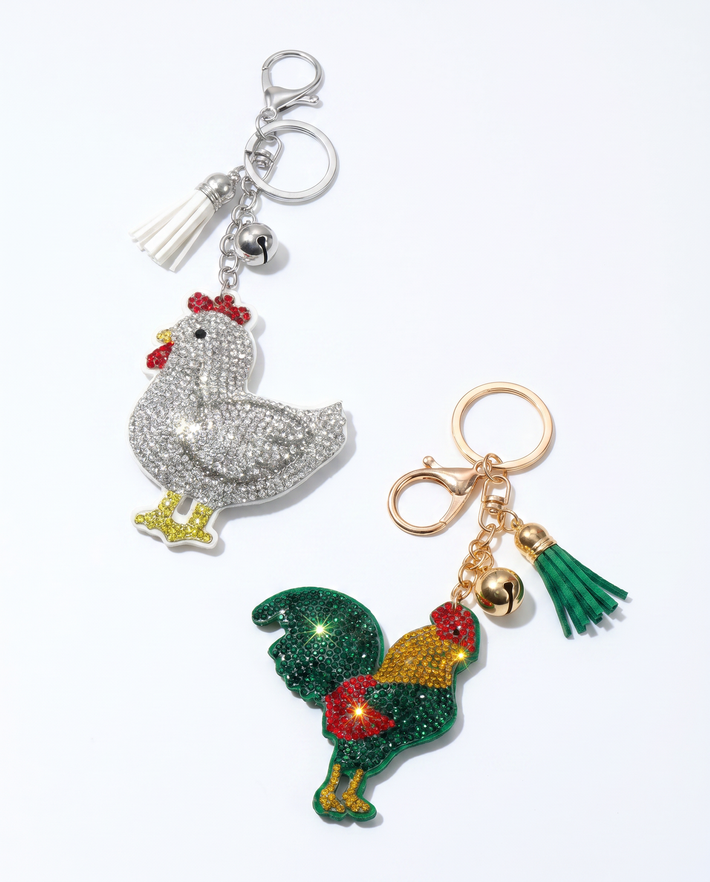 SUPERVALUECHOICE HCSESA00039 Rhinestone Chicken Keychain & Brooch Sparkly Accessory