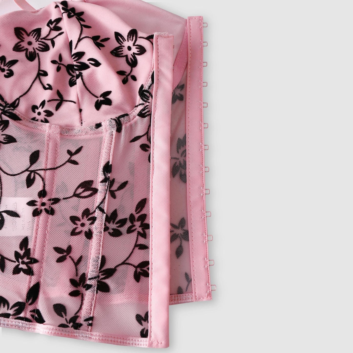 SVCT000088 Sexy corset, velvet lace flower, spicy V-neck fishbone button mini vest