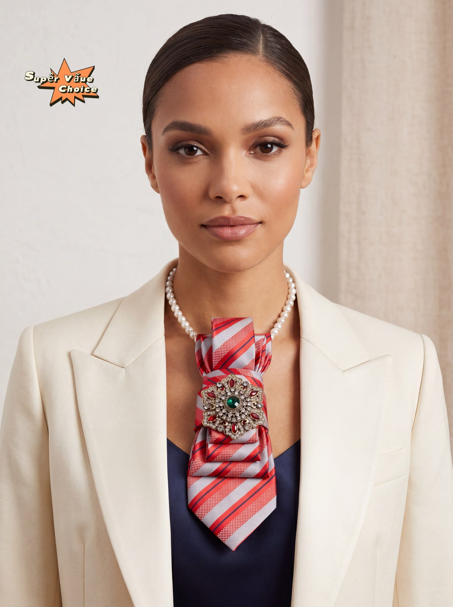 SUPERVALUECHOICE HCSEZA00024 Red and White Striped Tie