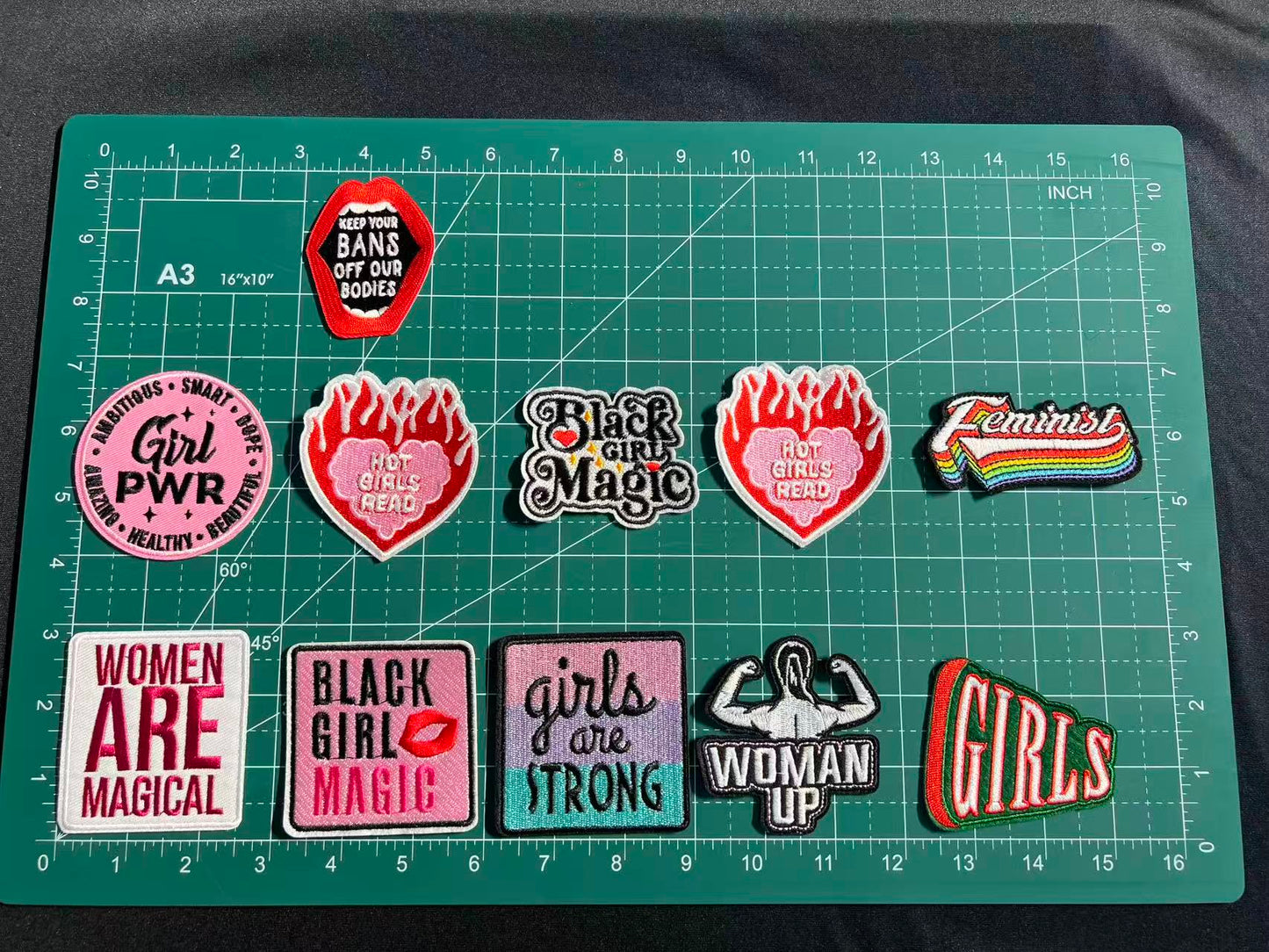 SUPERVALUECHOICE HCSEYB00107 9Pcs Girl Power Feminist Slogan Embroidered Iron On Patches Clothing DIY Decor Appliques