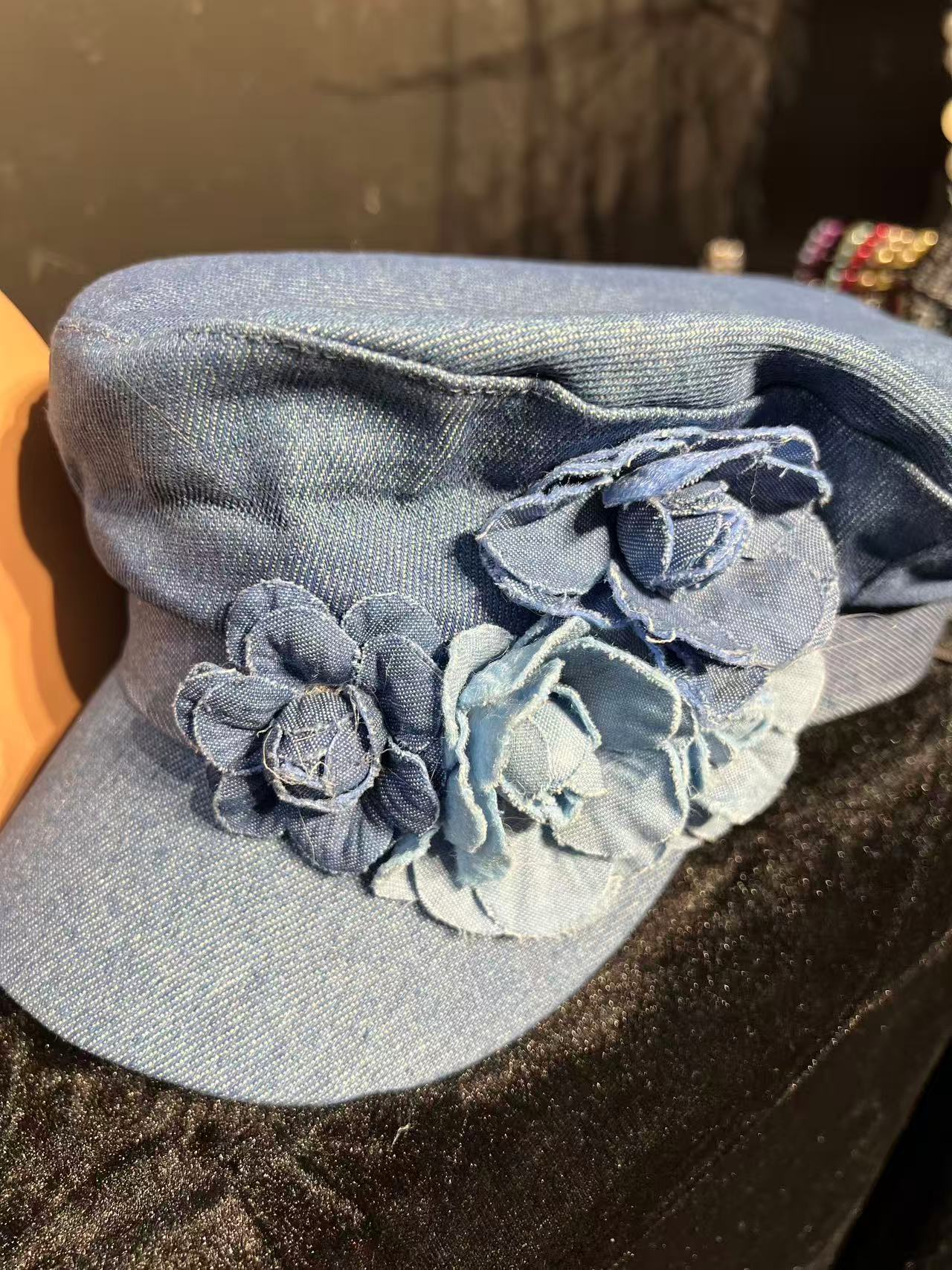 SUPERVALUECHOICE HCSEK00021 Denim Floral Newsboy Cap