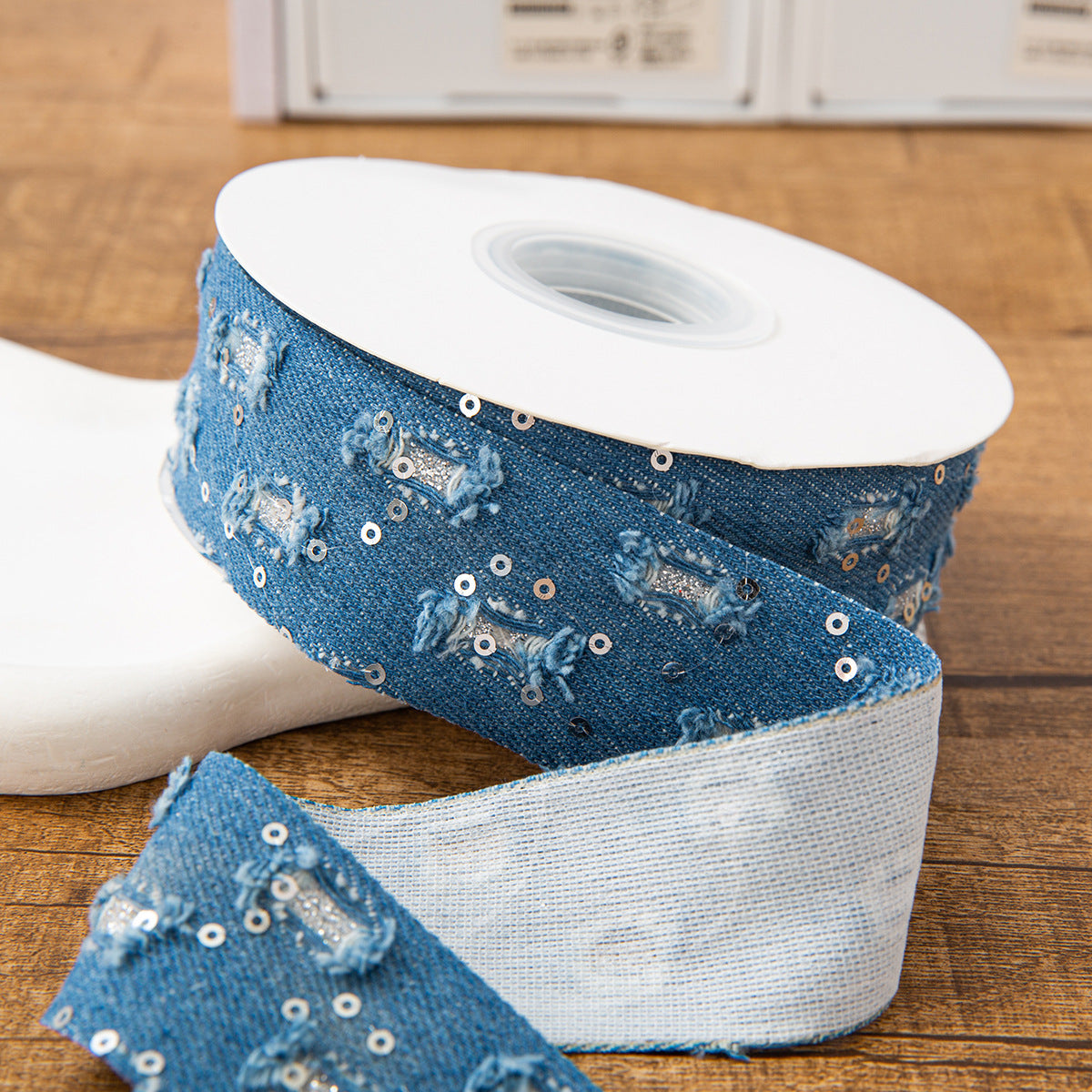 SuperValueChoice HCSEOA011 Denim Thread Decorative Ribbon for Dress Hair Accessory DIY Sewing Craft , width 0.98in width