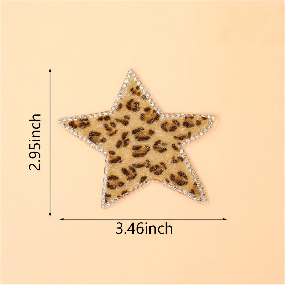 SUPERVALUECHOICE HCSEYSF00006 Western Furry Leopard Pattern Crystal Edge Embroidered Patch Assortment Heart Arrow Star Crown Bow Iron On Appliques for Jacket Customization