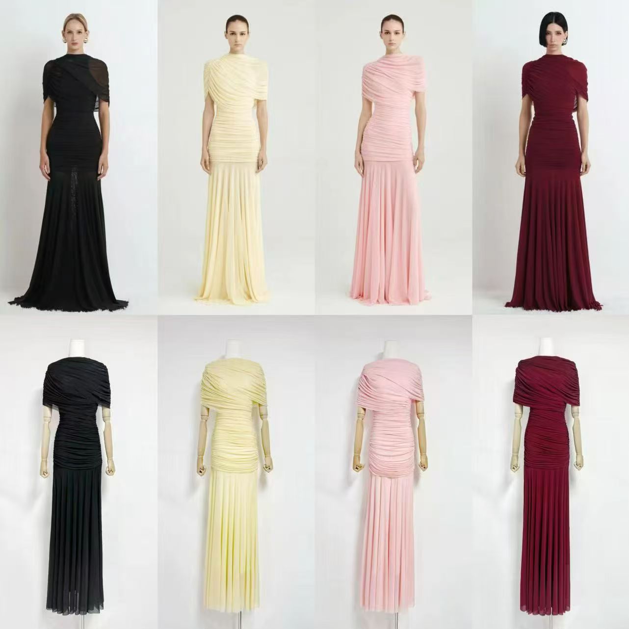 SUPERVALUECHOICE HCSEAA00008 Asymmetric Draped Ruched Gown