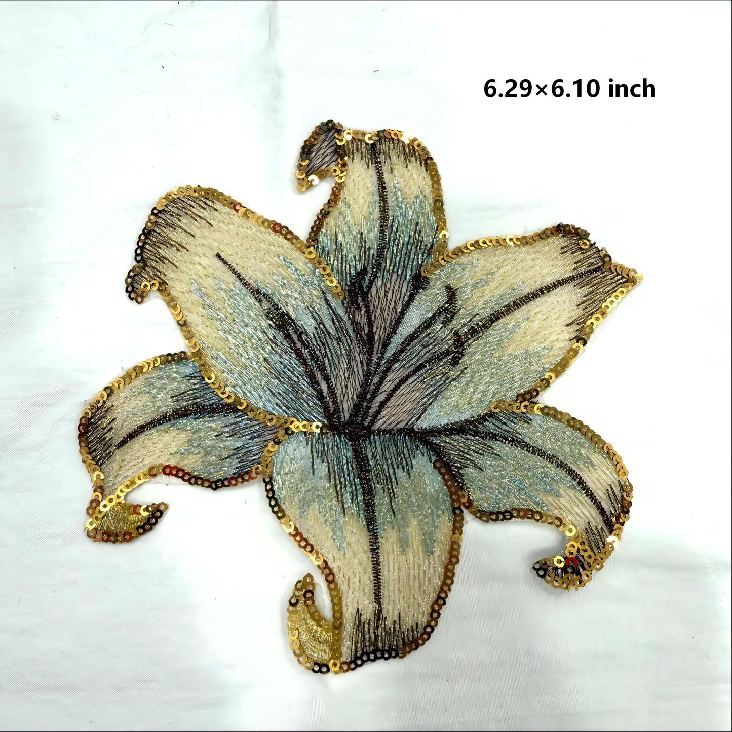 SUPERVALUECHOICE HCSEYC00017 Gold Sequin Lily Flower Embroidery Patch