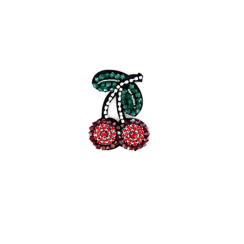 SUPÊR VÃLUE CHOICE HCSEYD00010 Strawberry Cherry Rhinestone Beaded Applique Fruit Crystal Sew On Patch for Jeans Jacket Tote Bag DIY Craft Decor
