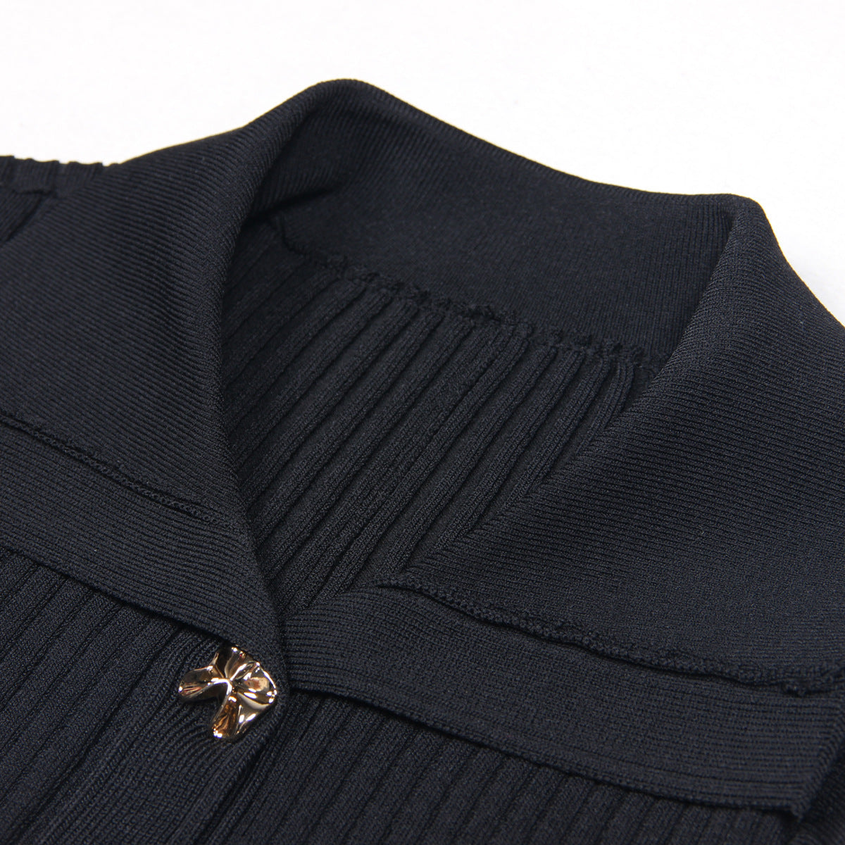 SUPERVALUECHOICE HCSEAA00001 Polo Collar Ribbed Knit Midi Dress