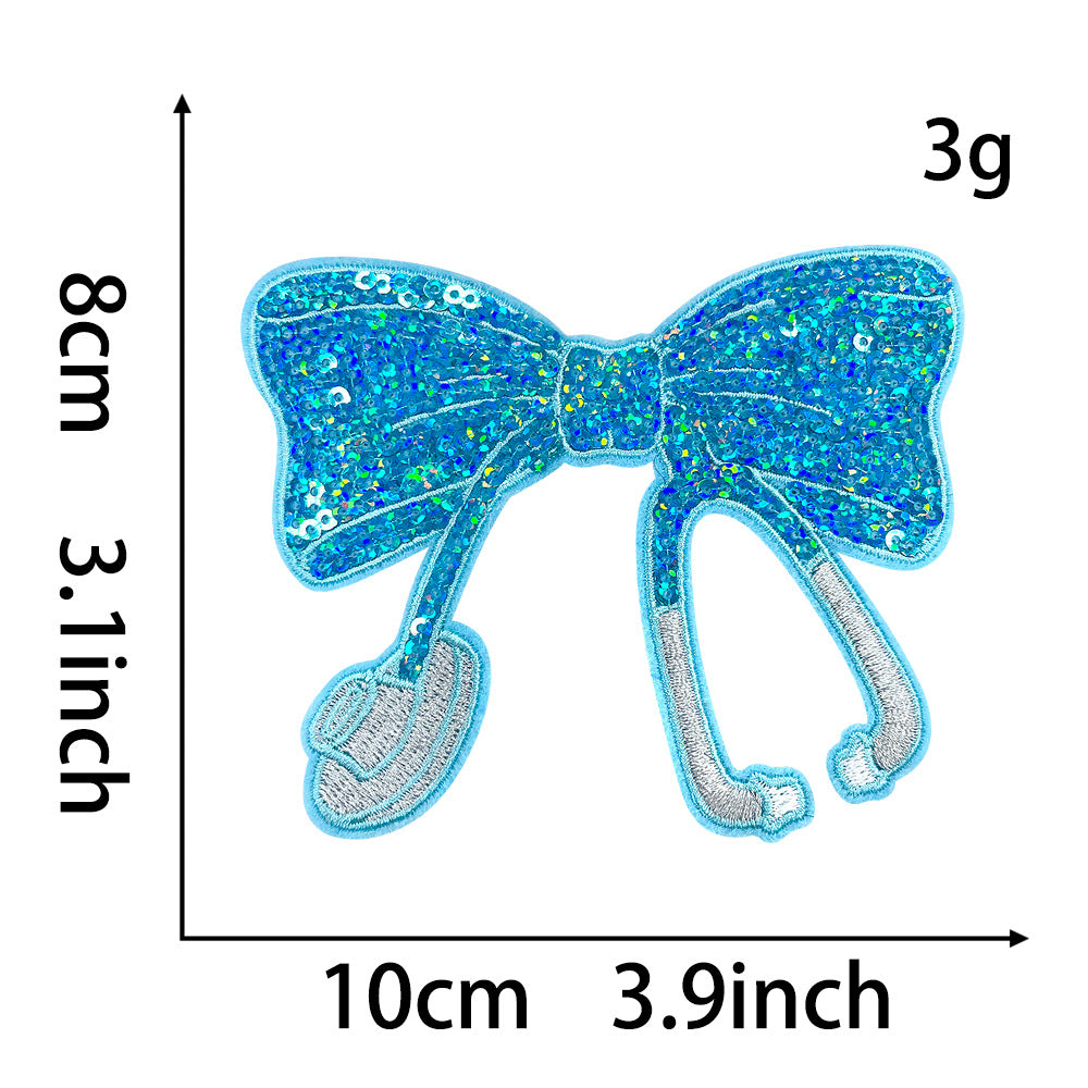 SUPERVALUECHOICE HCSEYC00005 Bow Sequin Embroidered Fabric Patch