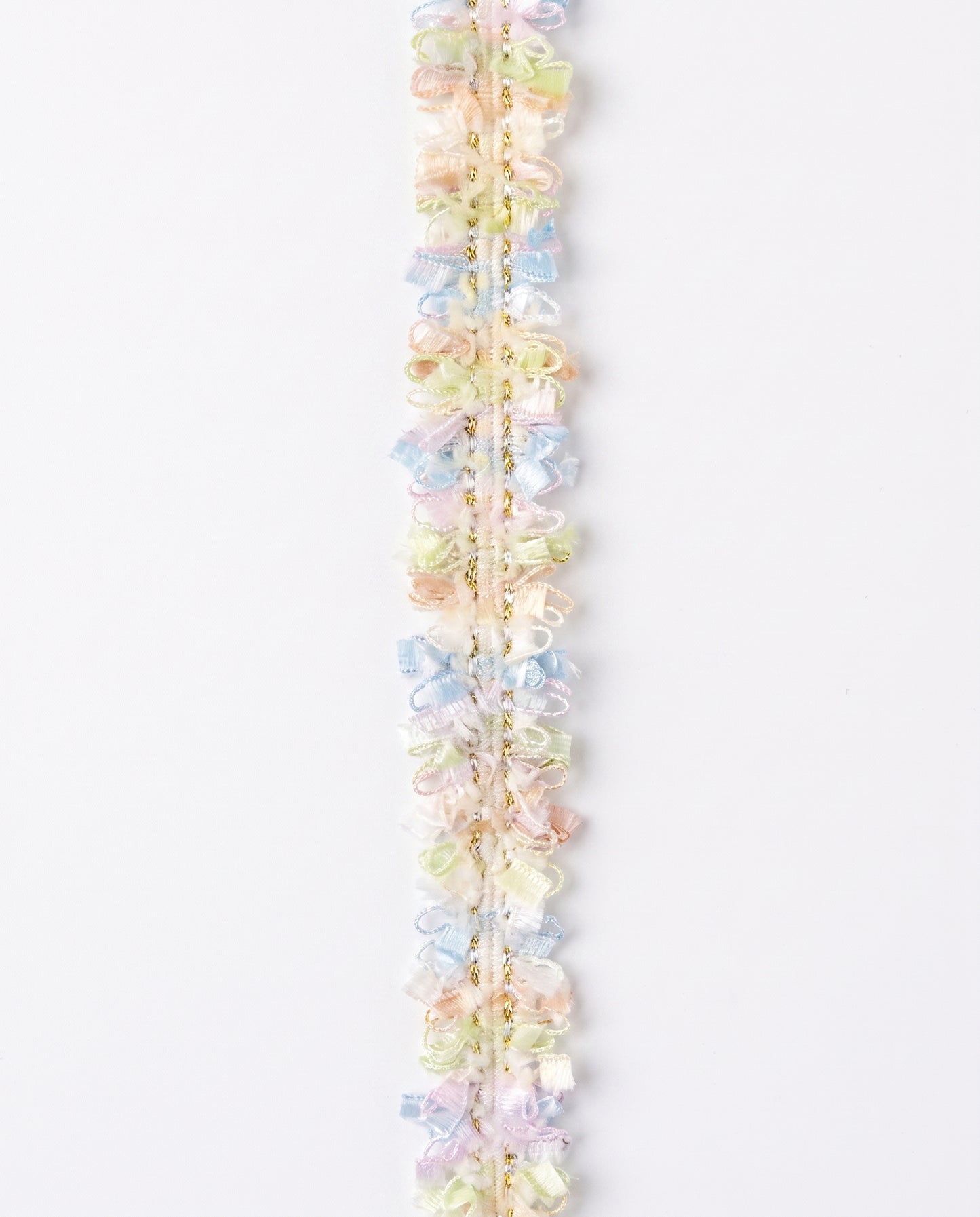 SuperValueChoice HCSEOA00009 Pastel Fringe Tweed Woven Trim Metallic Gold Thread Decorative Ribbon for Dress Hair Accessory DIY Sewing Craft ,0.59in width