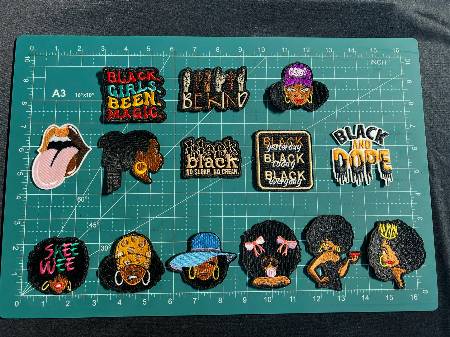 SUPERVALUECHOICE HCSEYB00108 15Pcs Black Girl Magic Themed Embroidered Iron On Patches Apparel DIY Sewing Decor Appliques