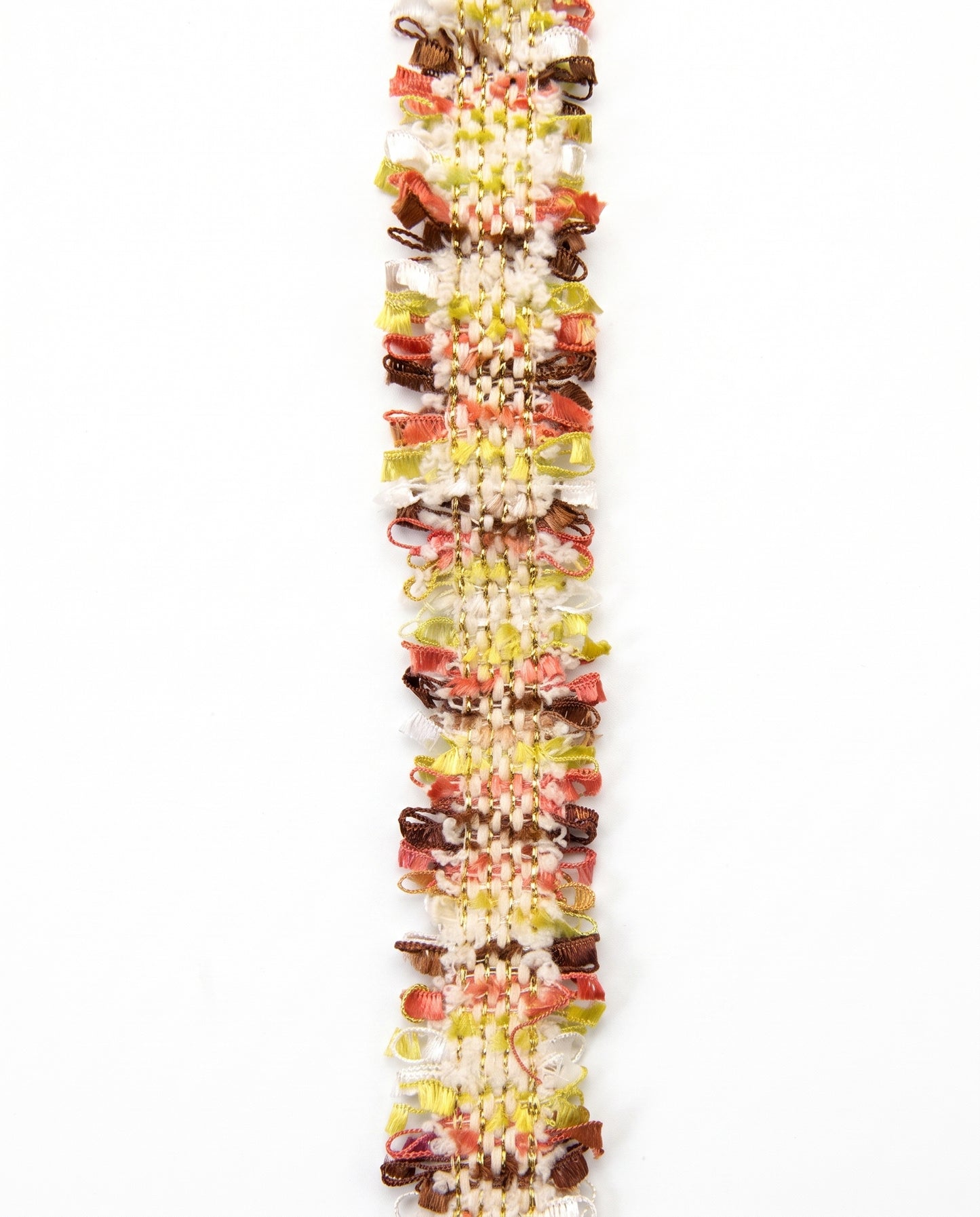 SuperValueChoice HCSEOA00008 Pastel Fringe Tweed Woven Trim Metallic Gold Thread Decorative Ribbon for Dress Hair Accessory DIY Sewing Craft ,0.98in width