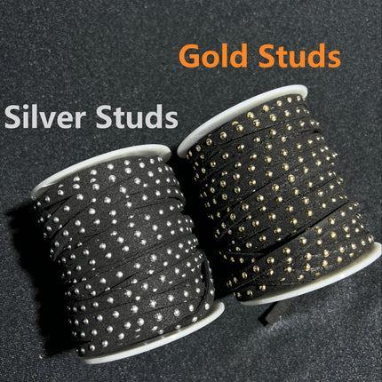 SuperValueChoice HCSEOA00018 5mm Studded Korean Suede Cord-Silver Studs