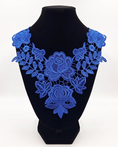 SUPERVALUECHOICE HCSEYB00091 Hollow Floral Guipure Lace Neck Applique Vibrant Color Rose Embroidery Collar Patch for Blouse Formal Wear Sew Decoration 12.59'' X 12.59''