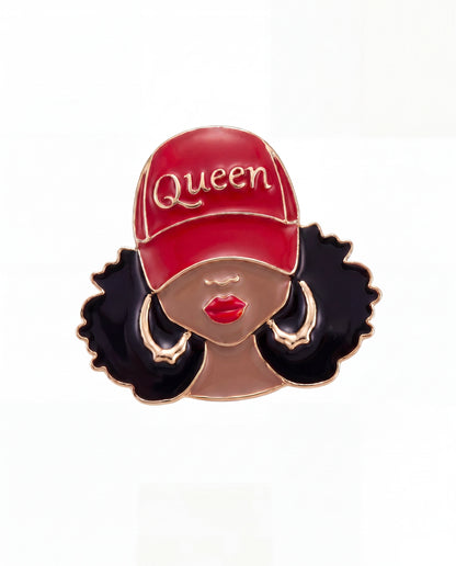 SUPERVALUECHOICE HCSESB00001 Queen Curly Hair Woman Fashion Lapel Pin Decor for Jackets Bags Hats 2.8'' X 2.4''