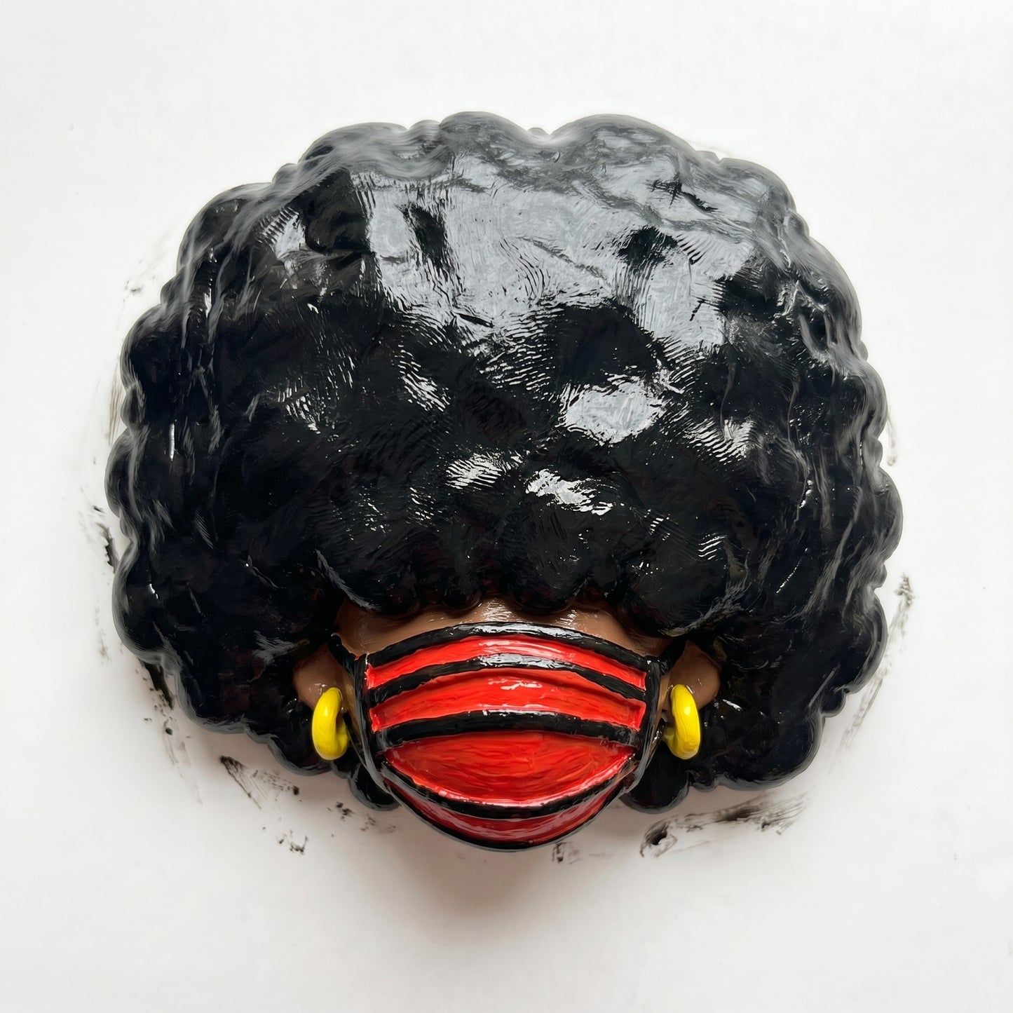 SUPERVALUECHOICE HCSEUA00073  Z-Unpainted Curly Afro Hair Yellow Hoop Earrings African Lady Resin Mold Base for DIY Jewelry Craft Supplies 2" × 2.7" × 0.5"