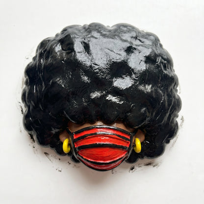 SUPERVALUECHOICE HCSEUA00073  Z-Unpainted Curly Afro Hair Yellow Hoop Earrings African Lady Resin Mold Base for DIY Jewelry Craft Supplies 2" × 2.7" × 0.5"