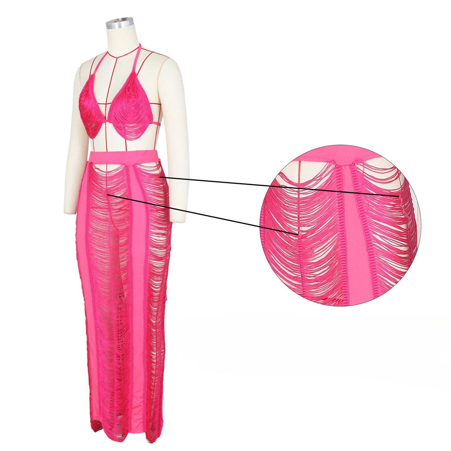 SVCD000026 Plus-size summer fashionable cutout and beachwear women's dress set