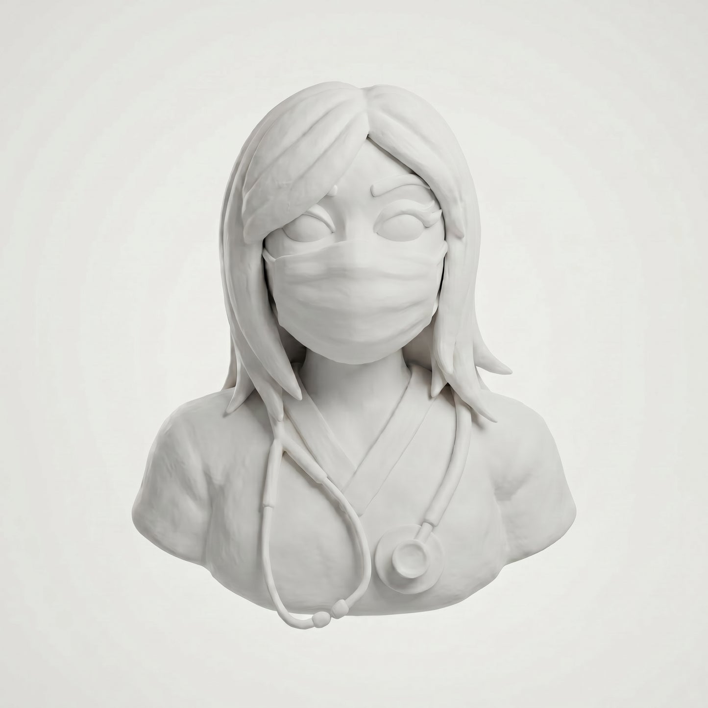 SUPERVALUECHOICE HCSEUA00074  Z-Unpainted Blue Scrubs Stethoscope African Medical Lady Resin Mold Base for Handmade DIY Jewelry Craft Supplies 2.3" × 2.7" × 0.6"