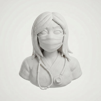 SUPERVALUECHOICE HCSEUA00074  Z-Unpainted Blue Scrubs Stethoscope African Medical Lady Resin Mold Base for Handmade DIY Jewelry Craft Supplies 2.3" × 2.7" × 0.6"