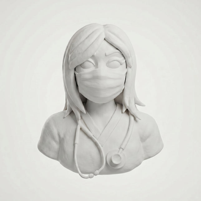 SUPERVALUECHOICE HCSEUA00074  Z-Unpainted Blue Scrubs Stethoscope African Medical Lady Resin Mold Base for Handmade DIY Jewelry Craft Supplies