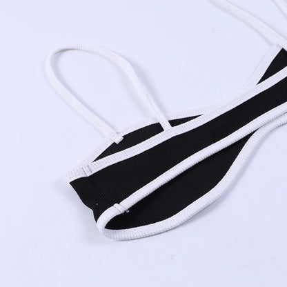 SVCST000050 Sexy color-blocking, ultra-short inner top with a halter top, a stylish and versatile crop top that exposes the navel