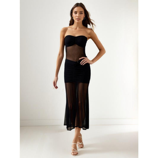 SVCM000097  Sexy one-shoulder strapless dress for women