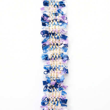 SuperValueChoice HCSEOA00008 Pastel Fringe Tweed Woven Trim Metallic Gold Thread Decorative Ribbon for Dress Hair Accessory DIY Sewing Craft ,0.98in width