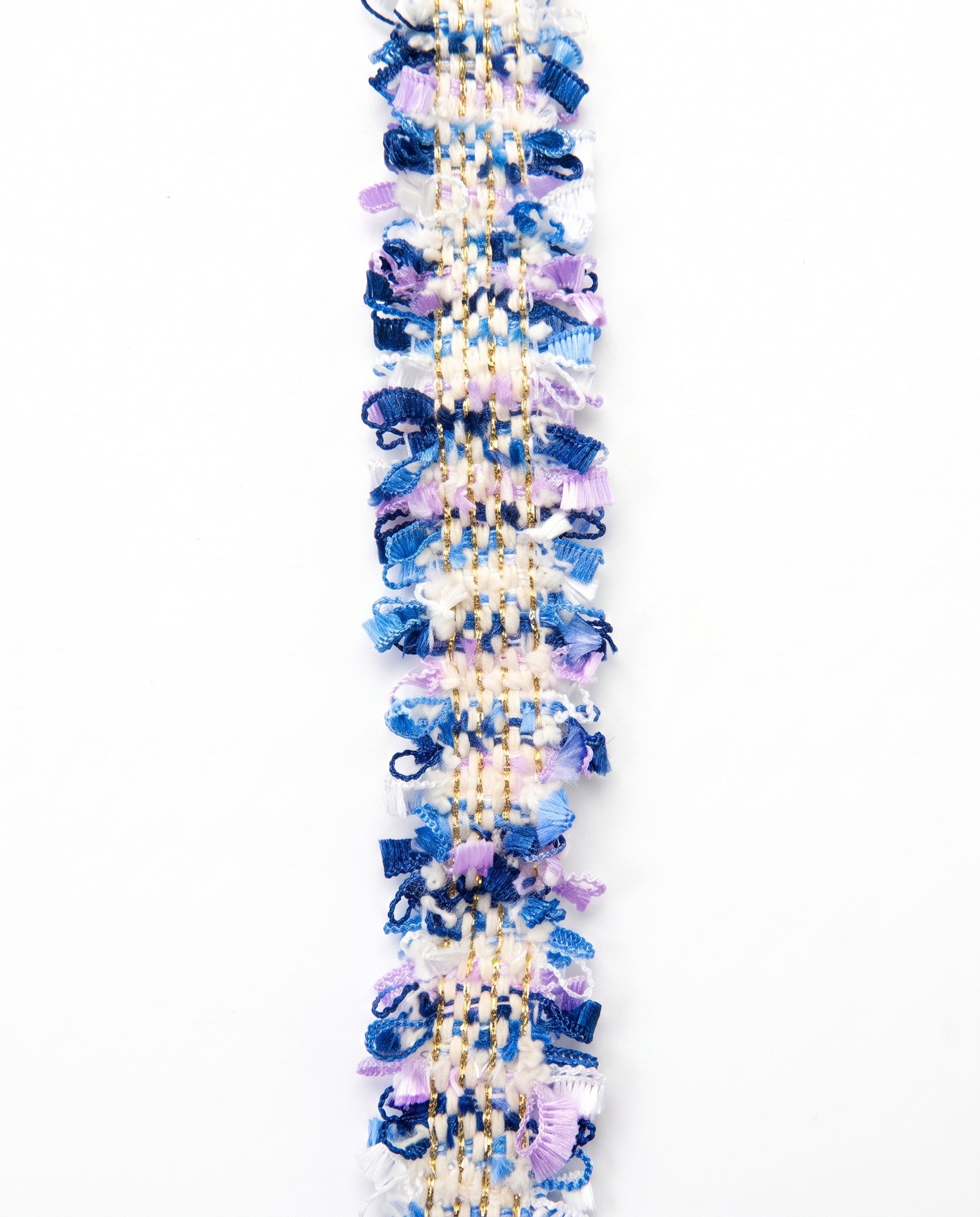SuperValueChoice HCSEOA00008 Pastel Fringe Tweed Woven Trim Metallic Gold Thread Decorative Ribbon for Dress Hair Accessory DIY Sewing Craft ,0.98in width