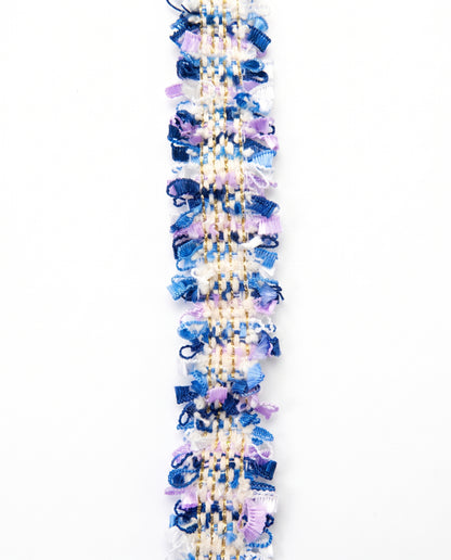 SuperValueChoice HCSEOA00008 Pastel Fringe Tweed Woven Trim Metallic Gold Thread Decorative Ribbon for Dress Hair Accessory DIY Sewing Craft ,0.98in width