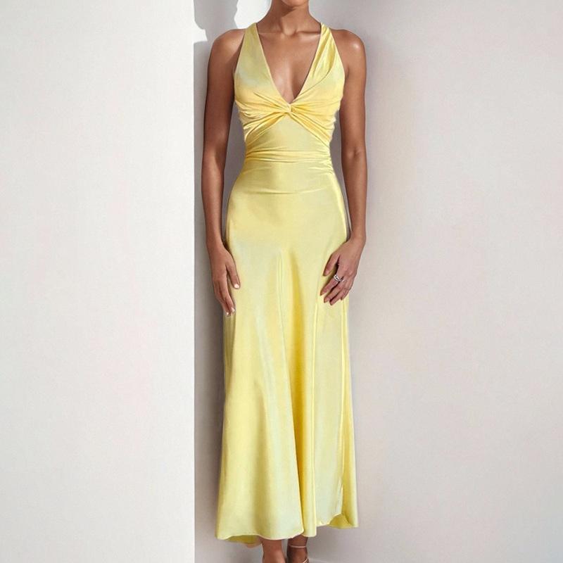 SVCD000082 Sexy V-neck pleated, slimming and elegant fashion dress for women