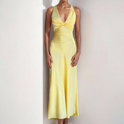 SVCD000082 Sexy V-neck pleated, slimming and elegant fashion dress for women