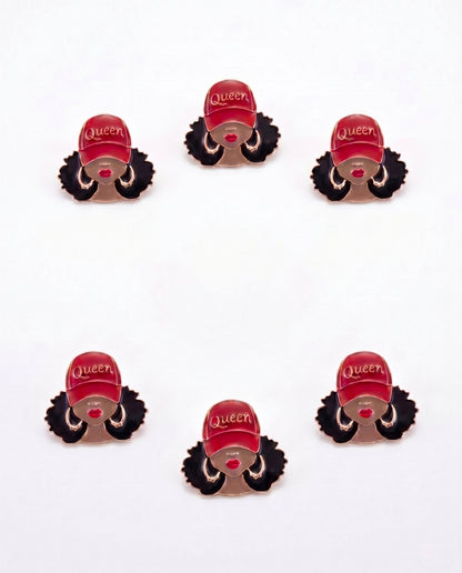 SUPERVALUECHOICE HCSESB00001 Queen Curly Hair Woman Fashion Lapel Pin Decor for Jackets Bags Hats 2.8'' X 2.4''