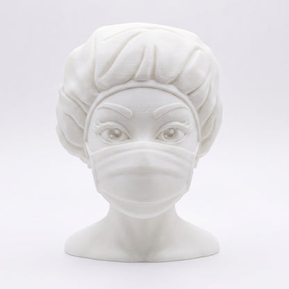 SUPERVALUECHOICE HCSEUA00061  Z-Paint Your Own Disposable Mask Nurse Figure Resin Blank Customizable Sculpture Blanks for Brooch & Keyring Making 2" × 2.7" × 0.6"