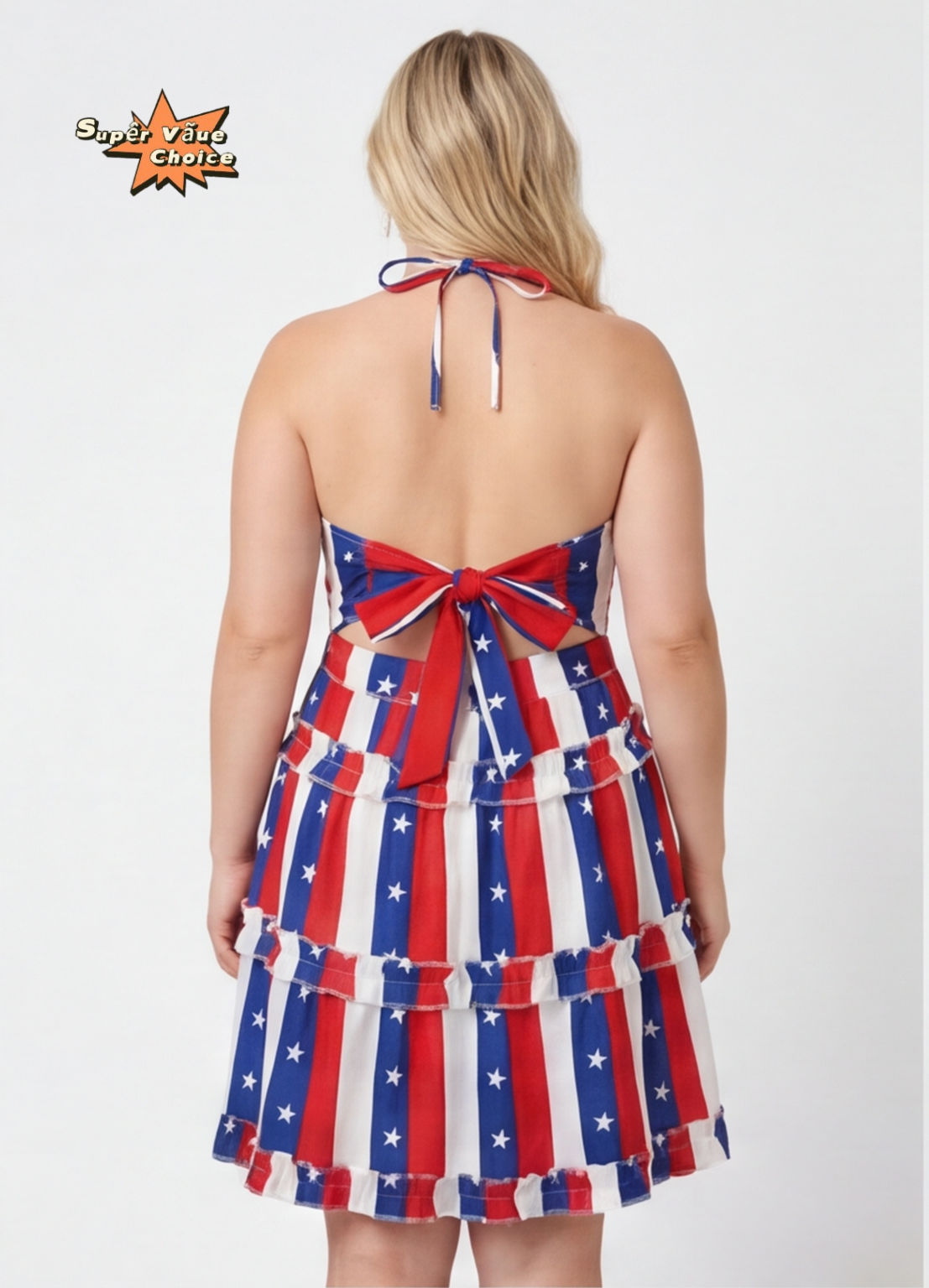 SVCD000128 Summer fashion hollowed-out strap V-neck style halter print dress