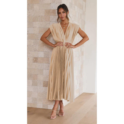 SVCD000029 Sexy pleated dress, Instagram casual loose zipped sleeveless dress