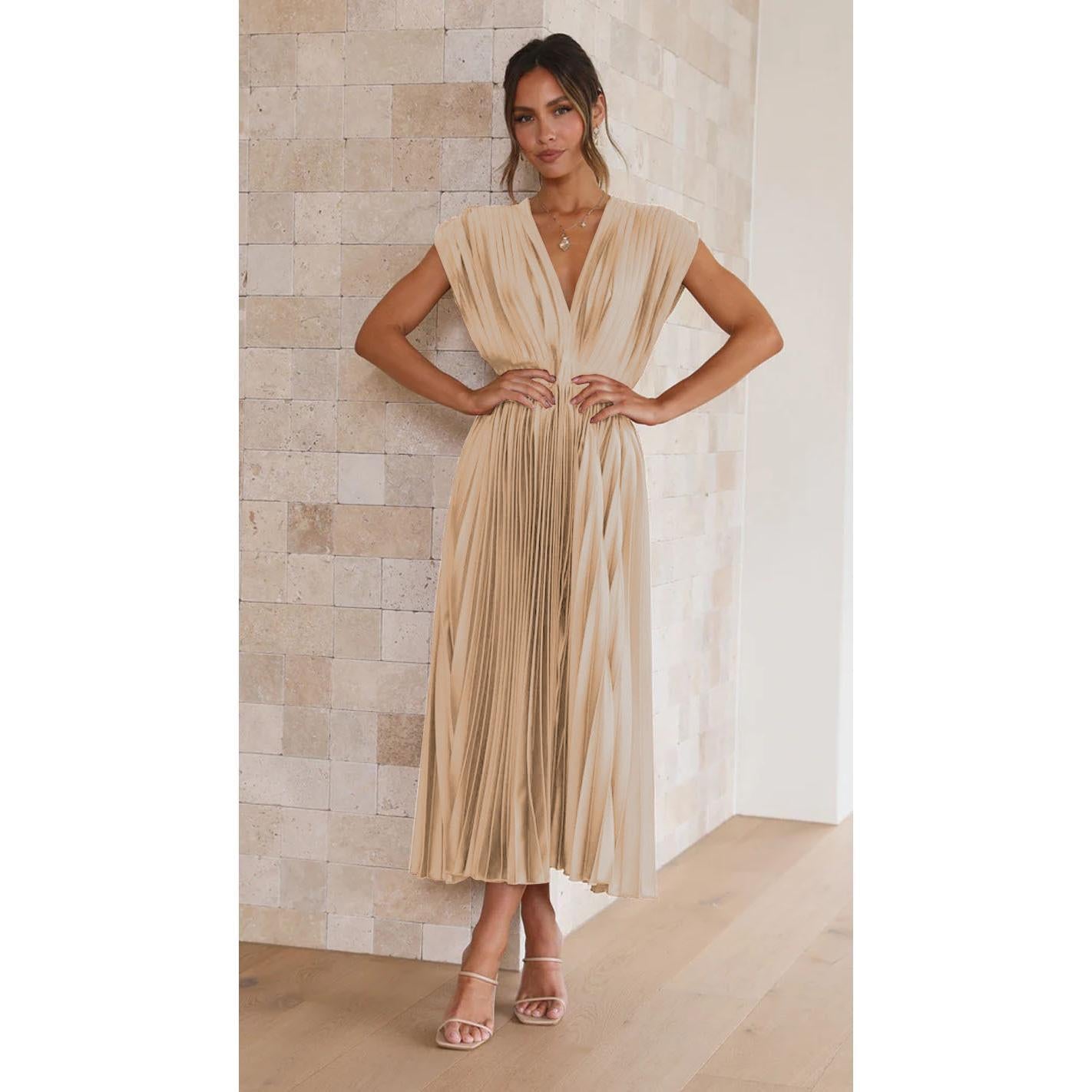 SVCD000029 Sexy pleated dress, Instagram casual loose zipped sleeveless dress