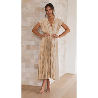 SVCD000029 Sexy pleated dress, Instagram casual loose zipped sleeveless dress