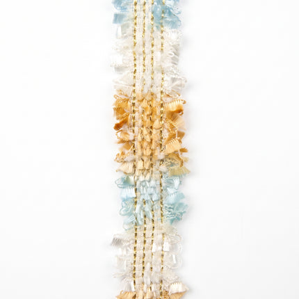 SuperValueChoice HCSEOA00008 Pastel Fringe Tweed Woven Trim Metallic Gold Thread Decorative Ribbon for Dress Hair Accessory DIY Sewing Craft ,0.98in width