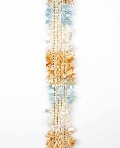 SuperValueChoice HCSEOA00008 Pastel Fringe Tweed Woven Trim Metallic Gold Thread Decorative Ribbon for Dress Hair Accessory DIY Sewing Craft ,0.98in width