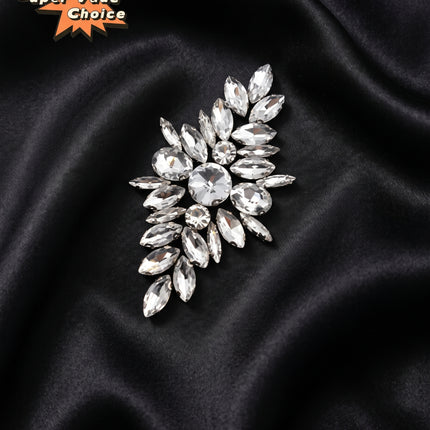 SUPERVALUECHOICE CHRISTMAS HCSEYD00045 Handmade Rhinestone Applique, Hotfix Backed Crystal Beaded Patch for Christmas Holiday Garment, Formal Dress & Costume Embellishment 3.74 in × 1.97 in