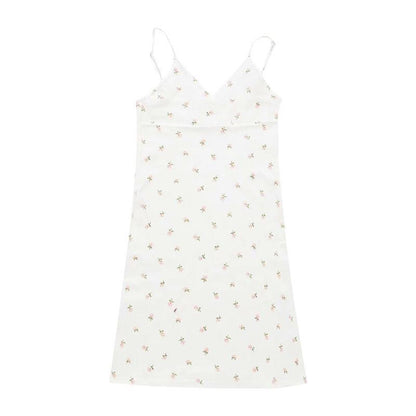 SVCD000066 Retro printed V-neck halter dress, floral halter dress for women's wear