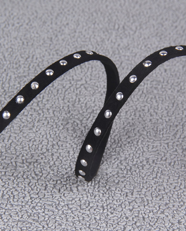 SuperValueChoice HCSEOA00019 5mm Black Velvet Rhinestone Trim with Gold & Silver Studs