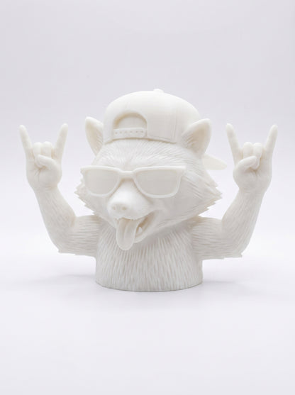 SUPERVALUECHOICE HCSEUA00019 Y-Customizable Unpainted Cool Tongue Out Hip Hop Wolf Figurine Base, DIY Handcraft Supplies for Keychains Brooches