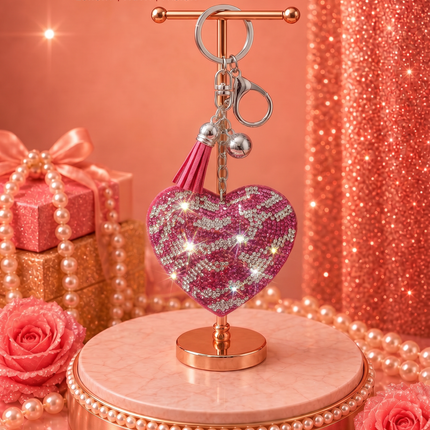 SUPERVALUECHOICE HCSESA00044 Sparkly Rhinestone Heart Bow Keychain Brooch