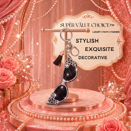 SUPERVALUECHOICE HCSESA00028 Bling Sunglasses Shape Brooch Pin & Keyring with Tassel