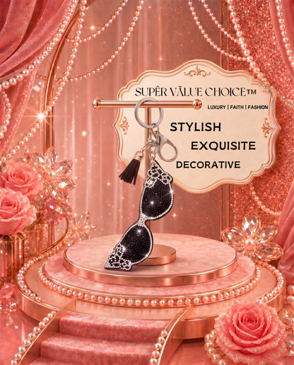 SUPERVALUECHOICE HCSESA00028 Bling Sunglasses Shape Brooch Pin & Keyring with Tassel