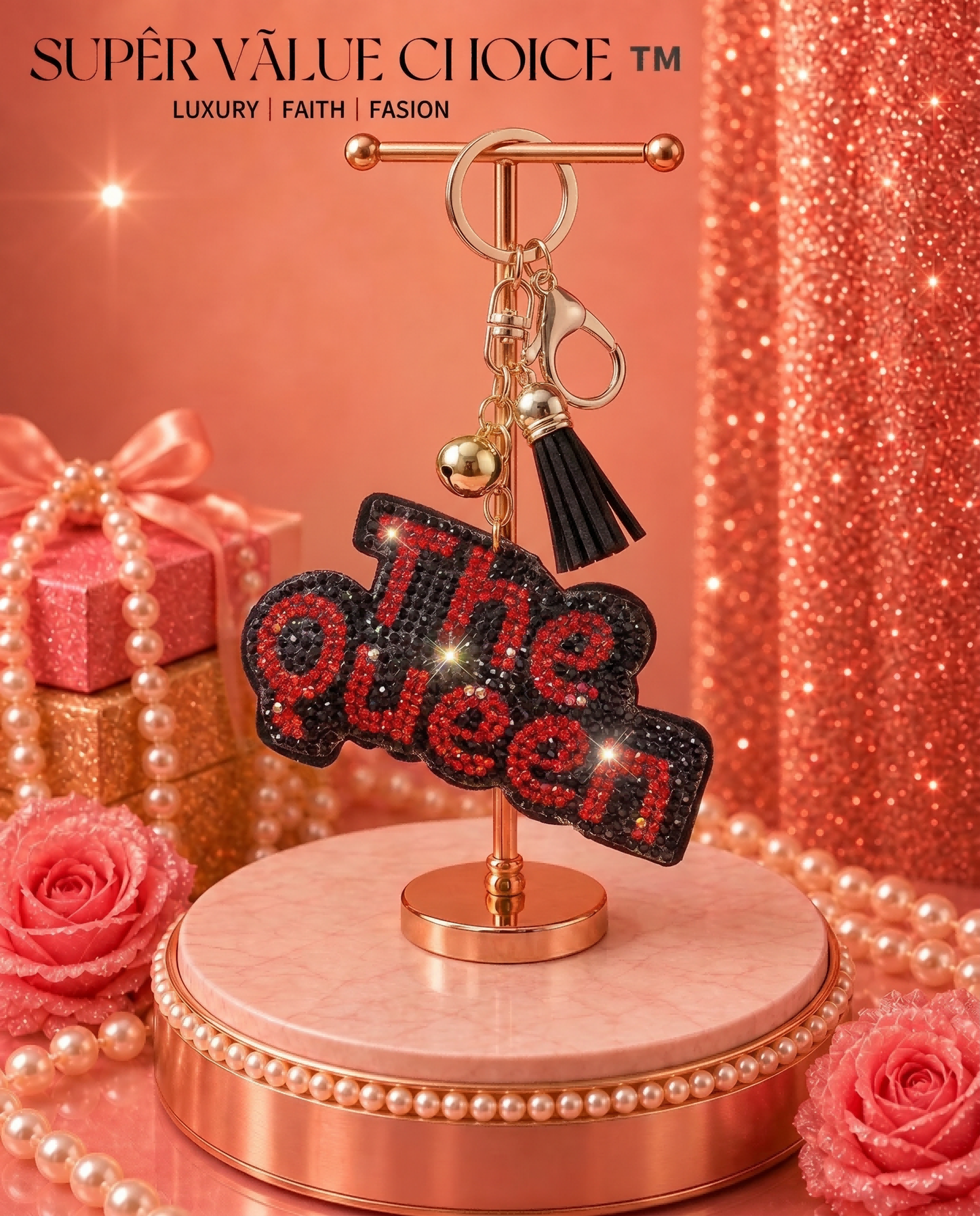 SUPERVALUECHOICE HCSESA00045 Sparkly Rhinestone The Queen Keychain&Brooch